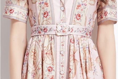 Short retro printing dress court style spring shirt