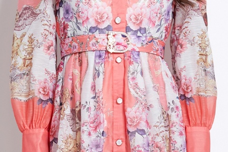 Short printing spring dress retro court style shirt