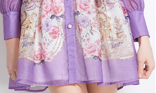 Court style printing spring dress short retro shirt