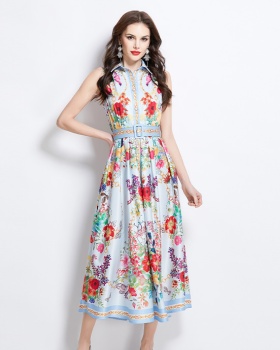 Hepburn style spring and summer retro big skirt dress