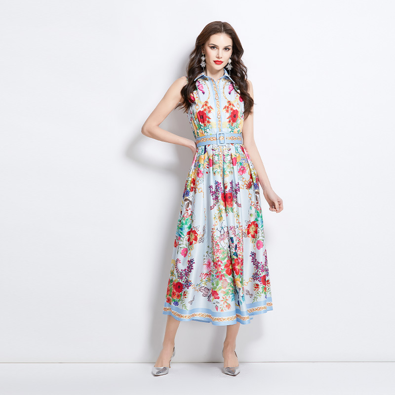 Hepburn style spring and summer retro big skirt dress