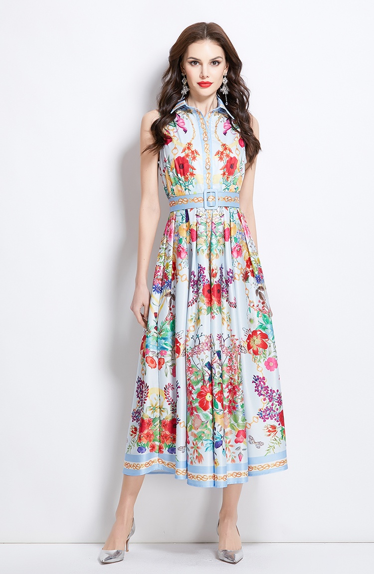 Hepburn style spring and summer retro big skirt dress