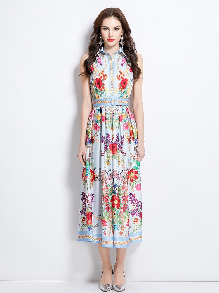 Hepburn style spring and summer retro big skirt dress