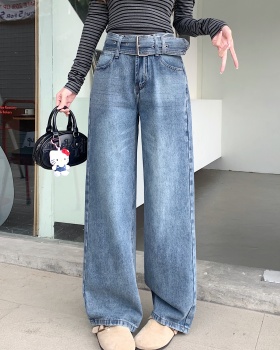 Mopping straight jeans loose belt for women