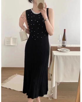 Crimp sleeveless dress France style dress for women