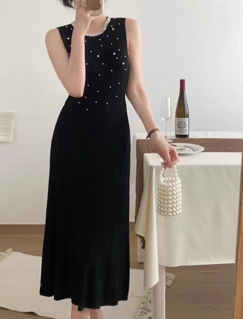 Crimp sleeveless dress France style dress for women