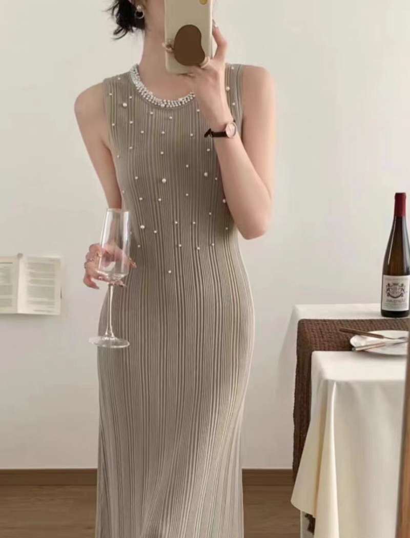 Crimp sleeveless dress France style dress for women