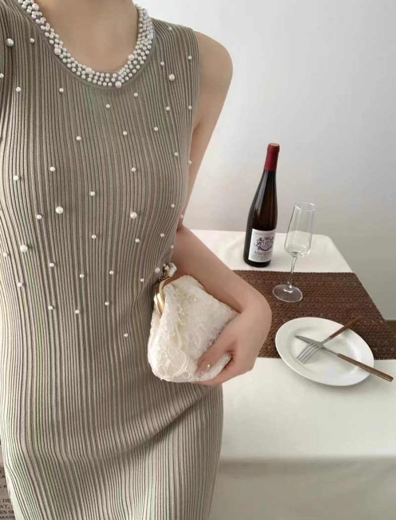 Crimp sleeveless dress France style dress for women