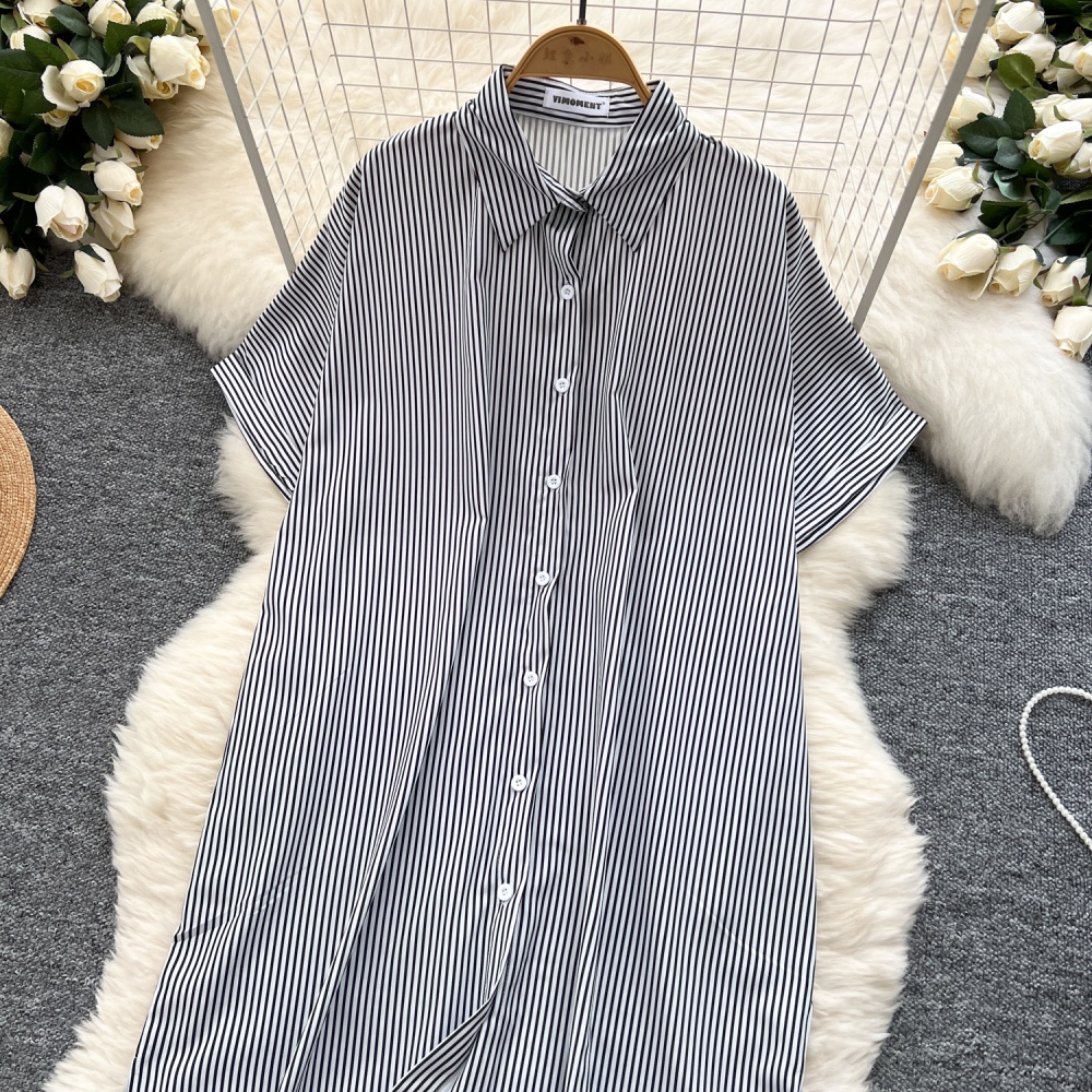 Lapel fashion Casual lazy short sleeve loose slim dress