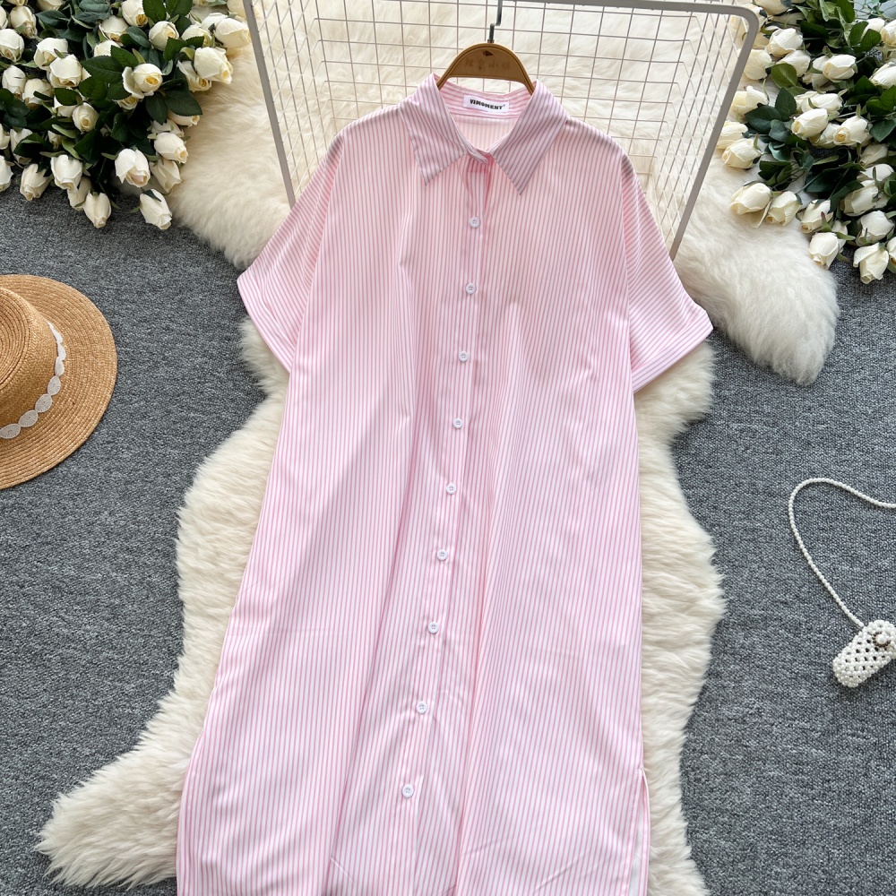 Lapel fashion Casual lazy short sleeve loose slim dress