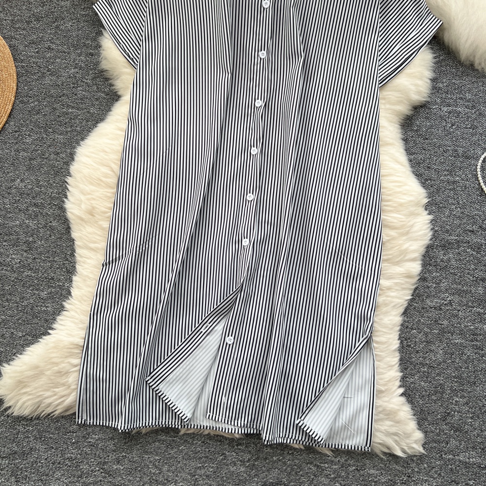 Lapel fashion Casual lazy short sleeve loose slim dress