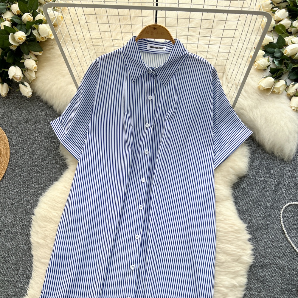 Lapel fashion Casual lazy short sleeve loose slim dress