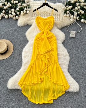 Fold irregular dress summer long dress for women