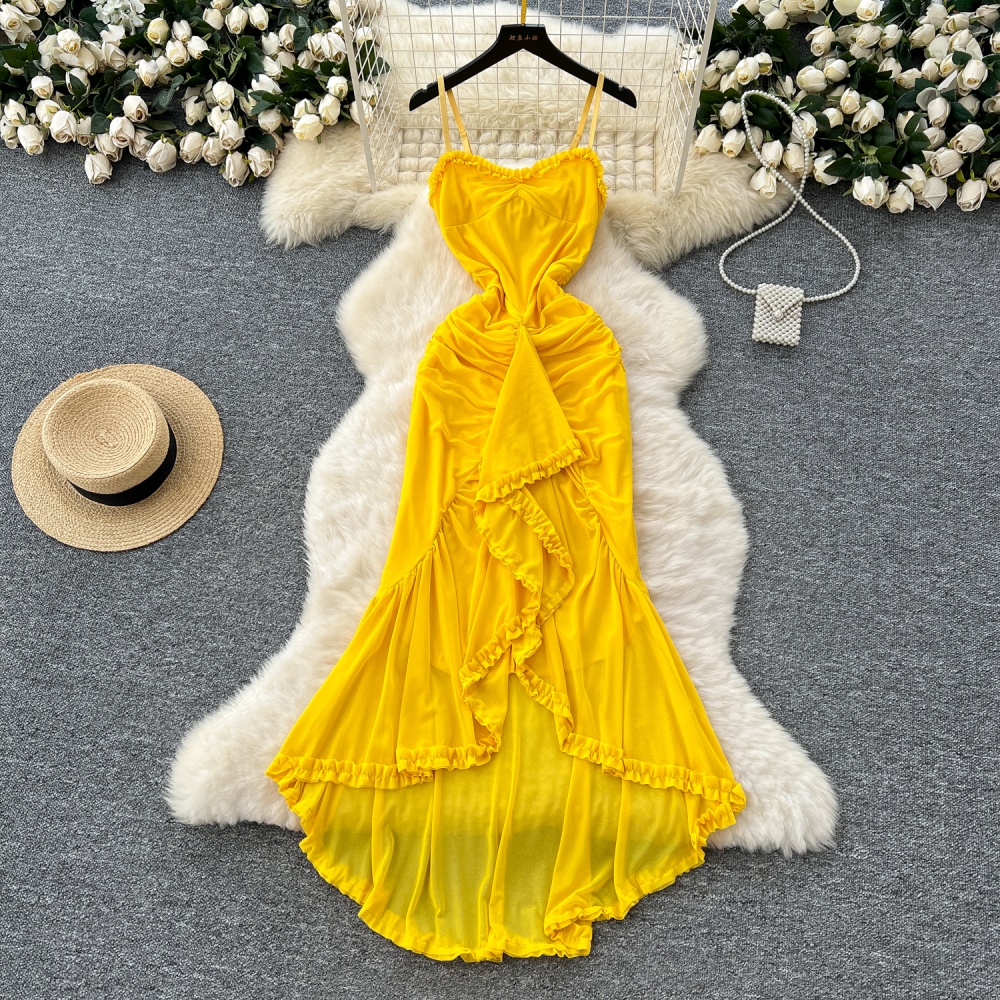 Fold irregular dress summer long dress for women