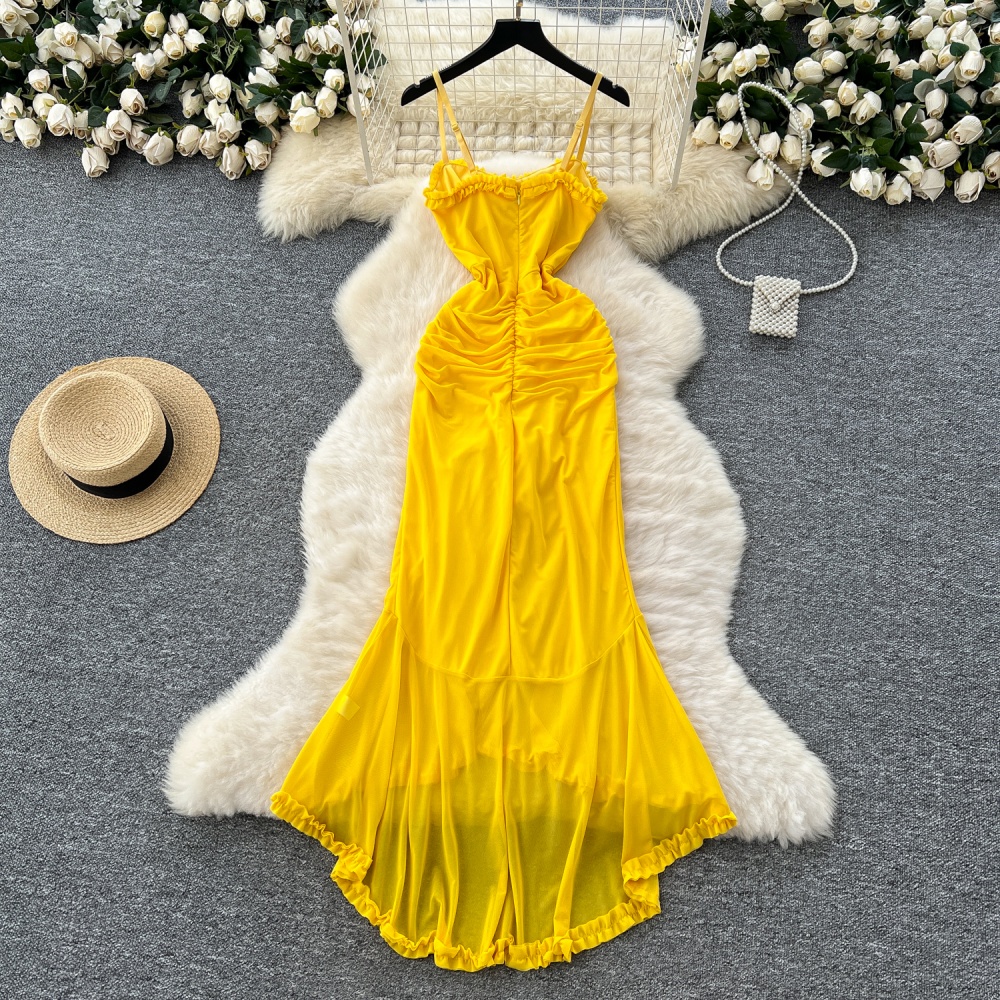 Fold irregular dress summer long dress for women