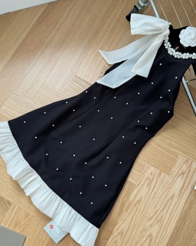 Pinched waist beading temperament France style dress