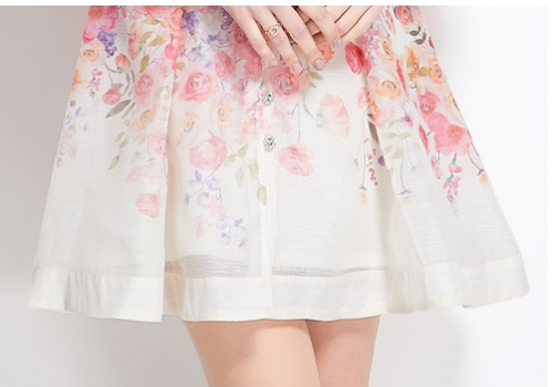 Short vacation flowers printing spring and summer dress