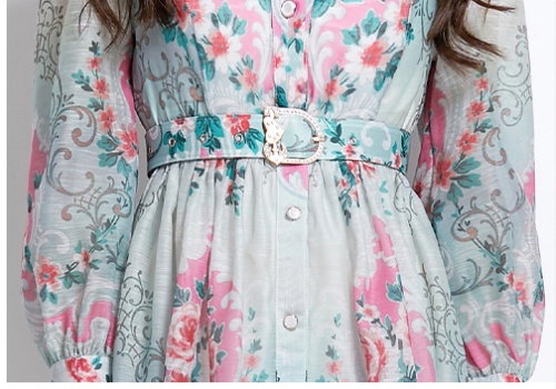 Court style printing spring dress short retro shirt