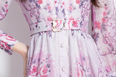 Printing short spring dress retro court style shirt