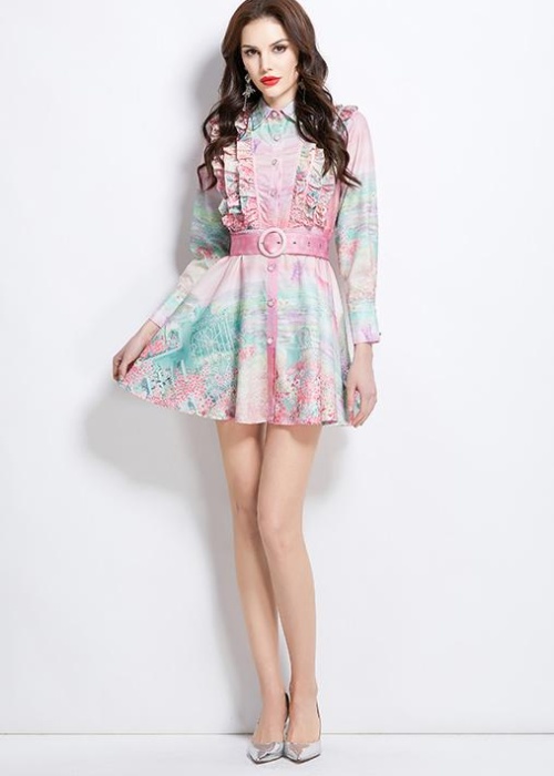 Vacation flowers spring and summer short dress