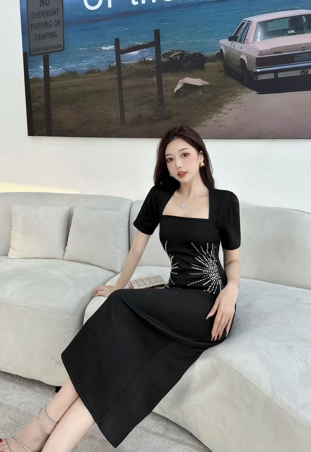 Rhinestone dress enticement formal dress for women