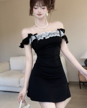 Slim lace tight cotton vest pinched waist sweet sexy dress