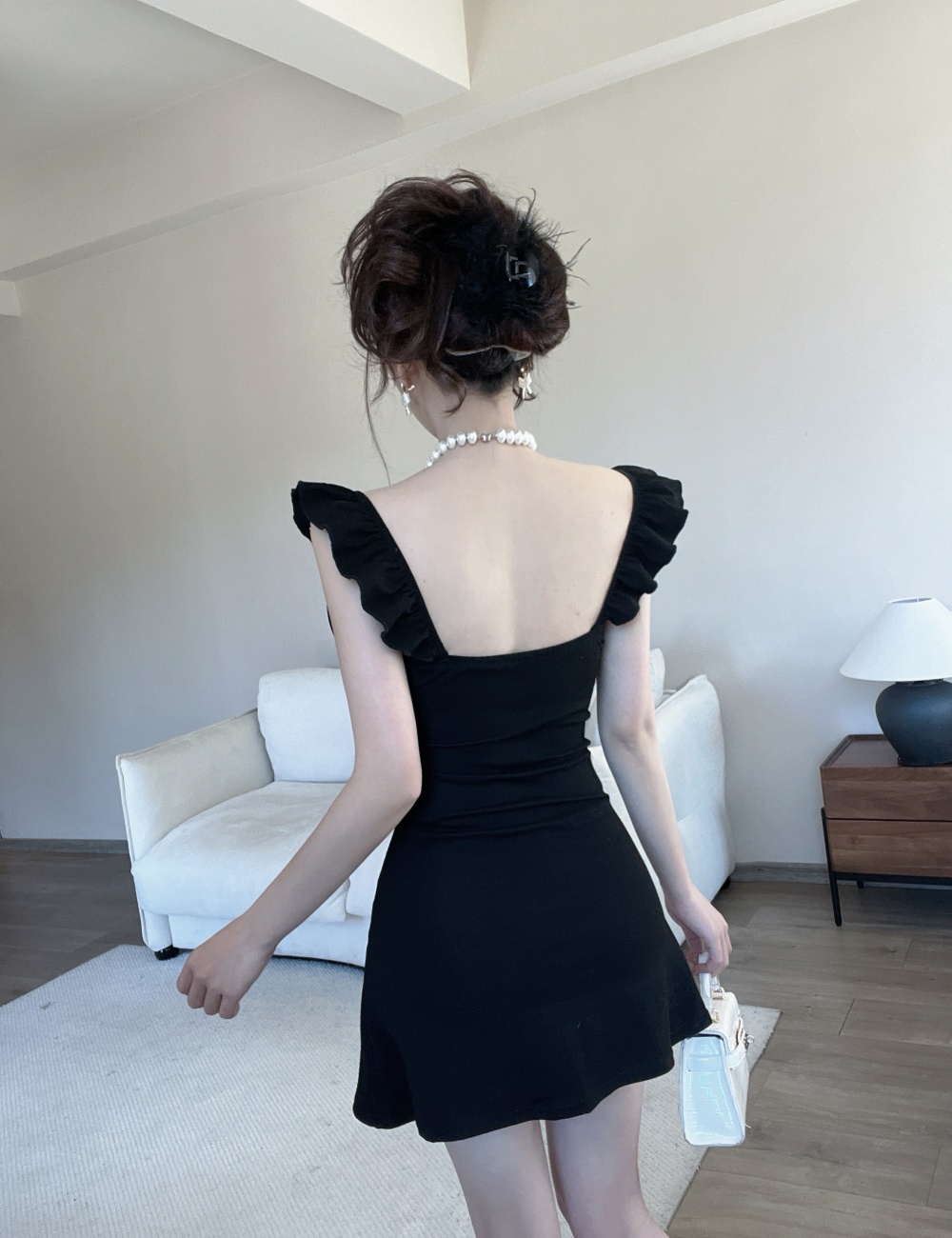 Slim lace tight cotton vest pinched waist sweet sexy dress