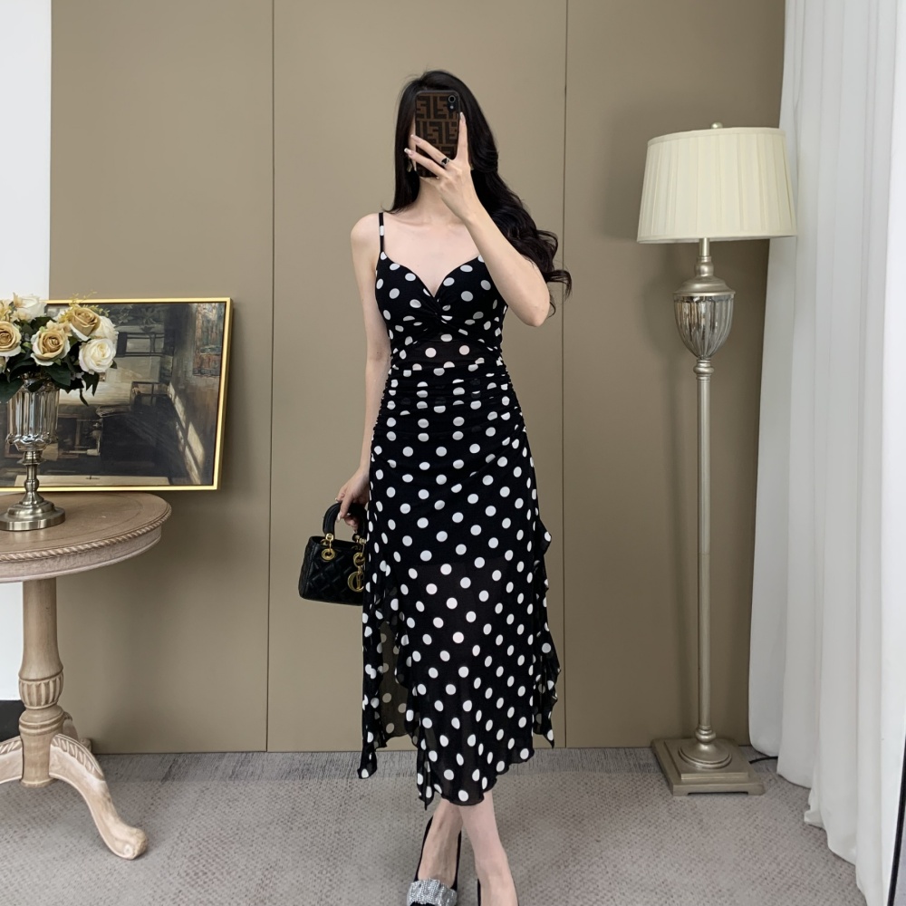 Pinched waist temperament dress commuting long dress