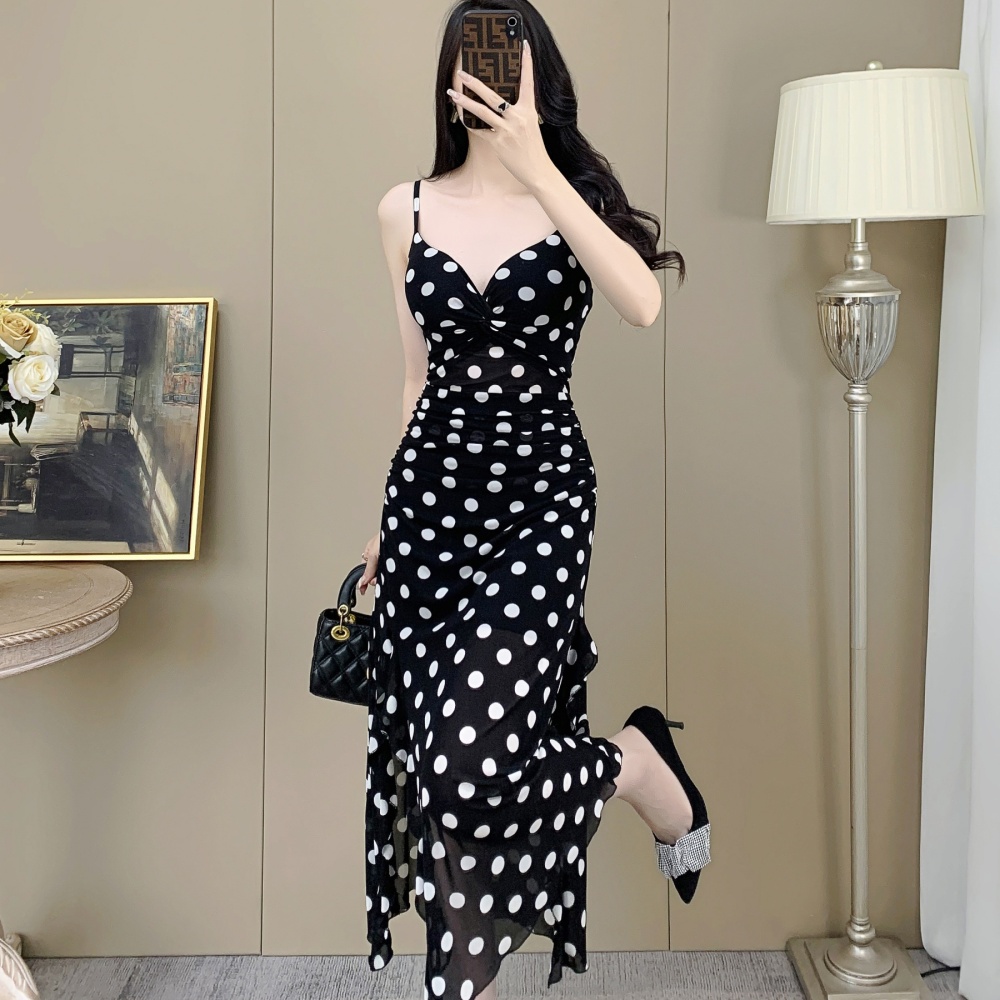 Pinched waist temperament dress commuting long dress