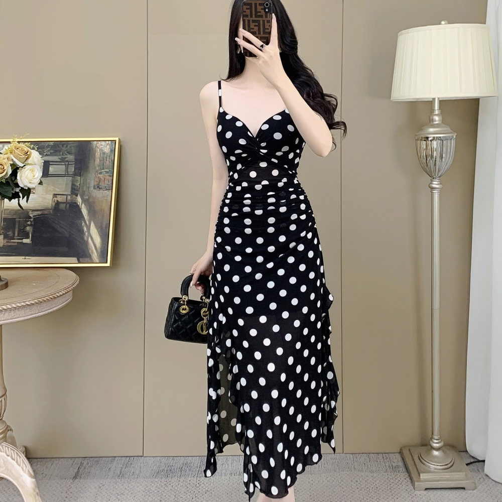 Pinched waist temperament dress commuting long dress