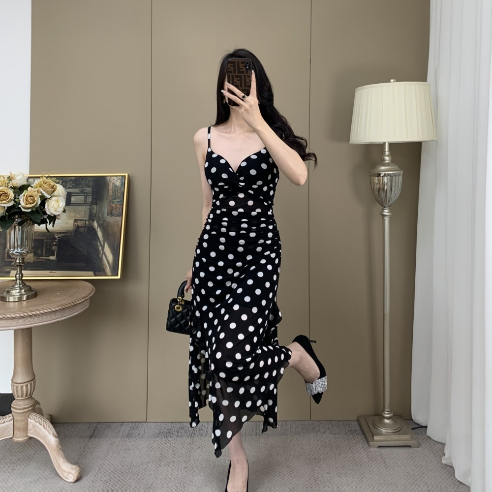 Pinched waist temperament dress commuting long dress