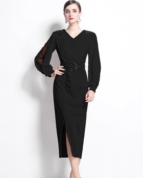 Temperament with belt light luxury dress