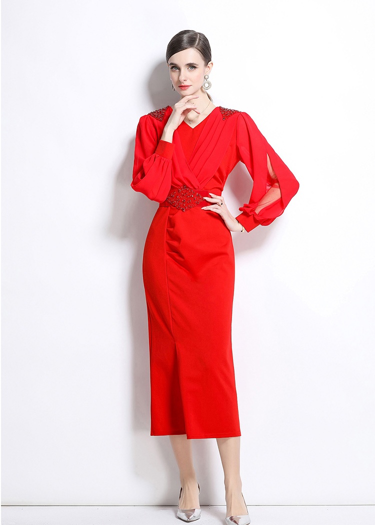 Temperament with belt light luxury dress