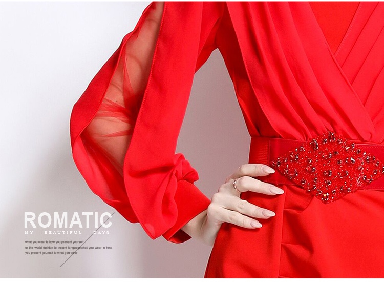 Temperament with belt light luxury dress