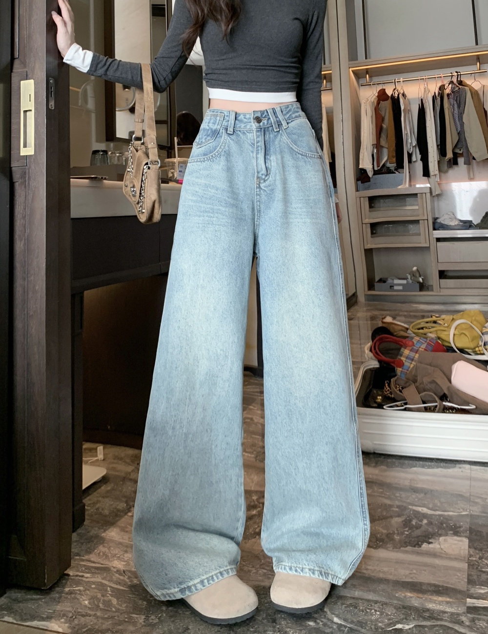 Loose spicegirl high waist straight pants jeans