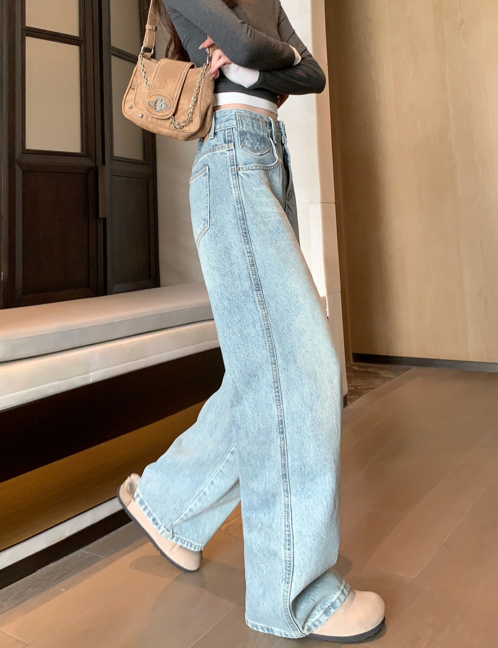 Loose spicegirl high waist straight pants jeans