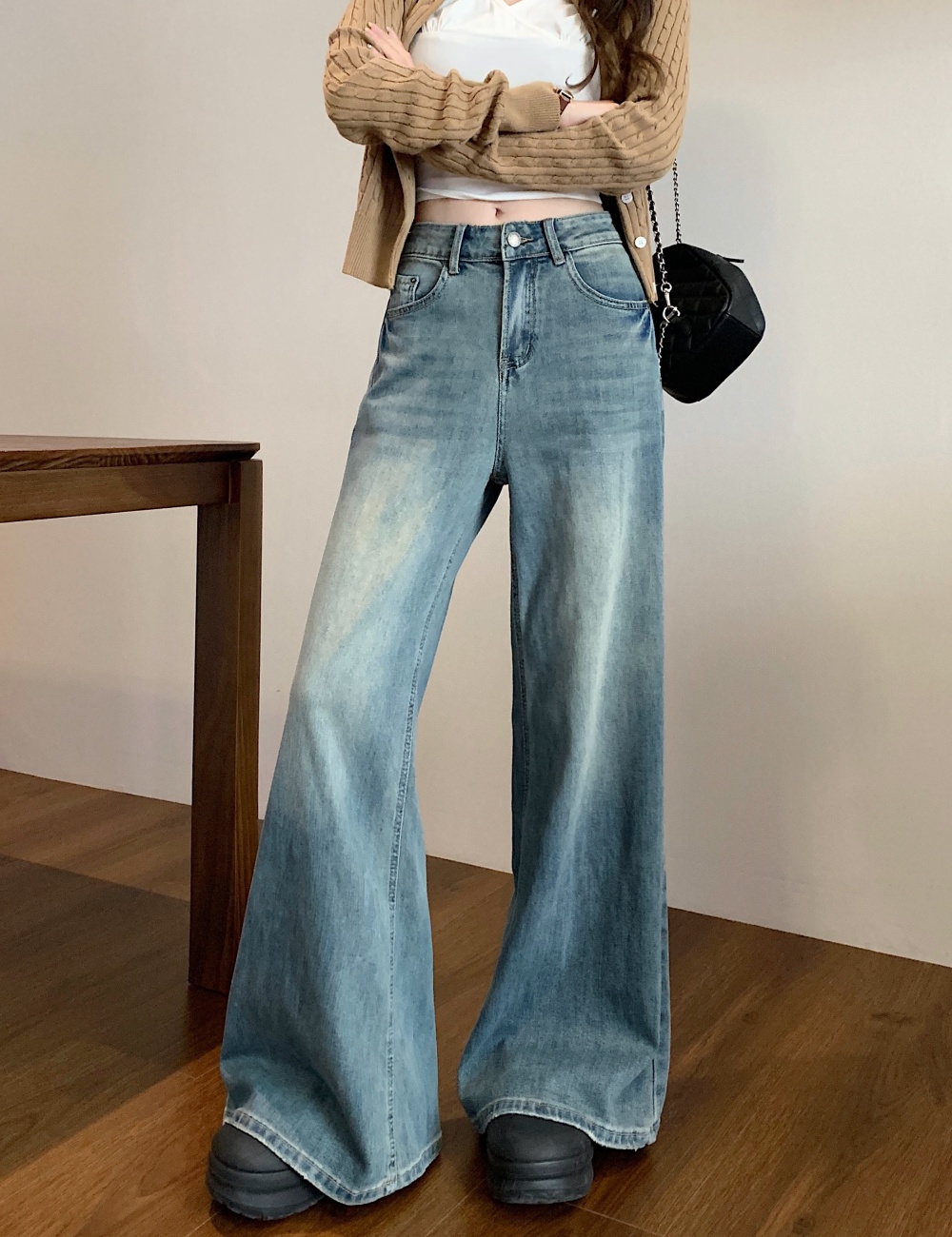 Big straight denim trousers loose mopping pants for women