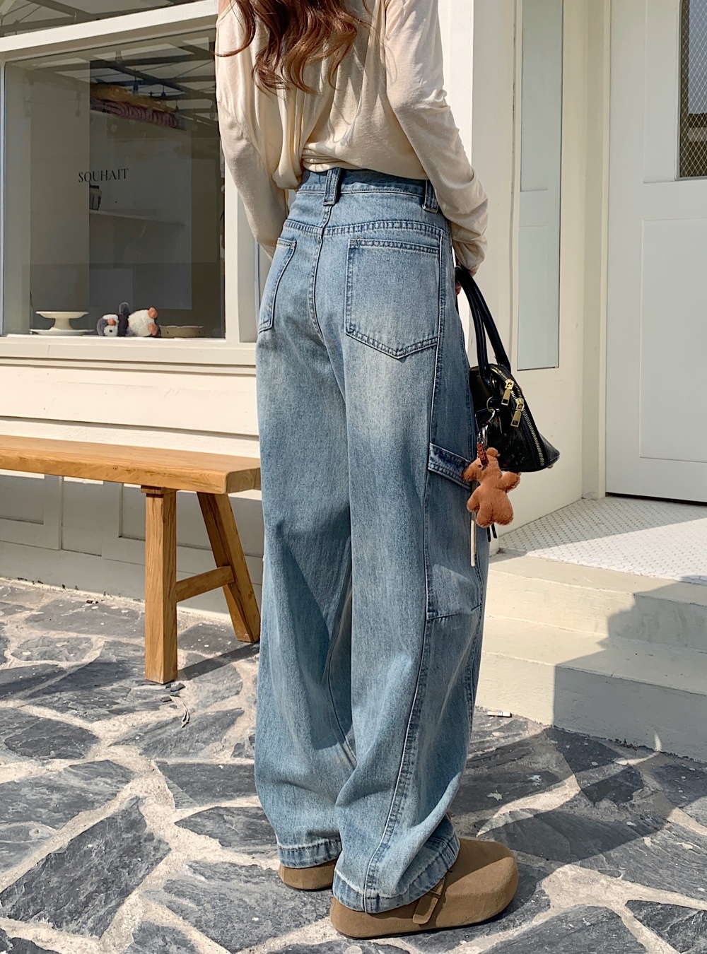 Drape high waist pants spring and autumn jeans for women