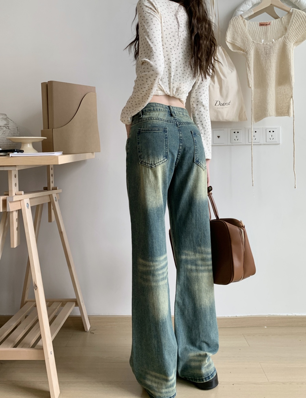 Micro speaker high waist jeans all-match pants for women