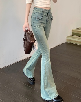 Retro micro speaker low-waist spring denim long pants