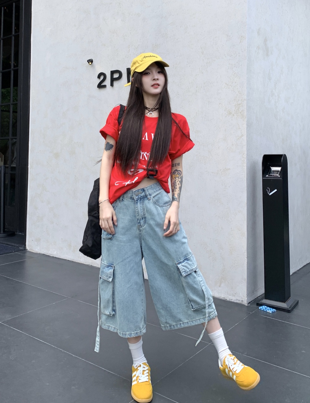 Wide leg short jeans summer work clothing for women