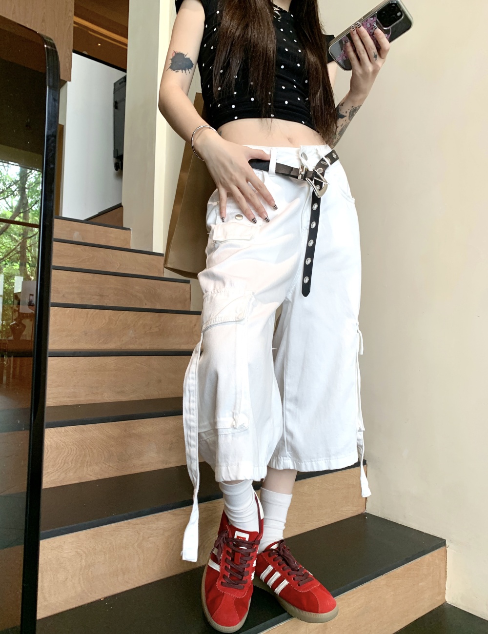 Wide leg short jeans summer work clothing for women