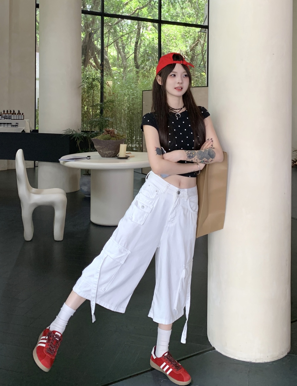 Wide leg short jeans summer work clothing for women