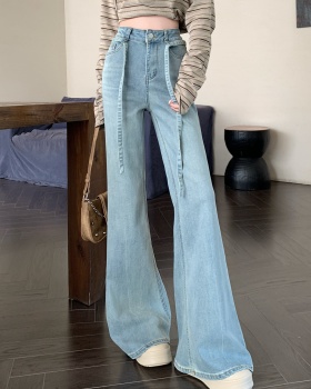 High waist micro speaker long pants speaker denim pants