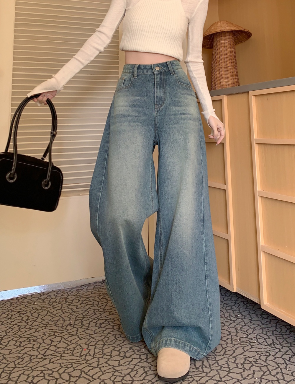 American style wide leg pants all-match jeans for women