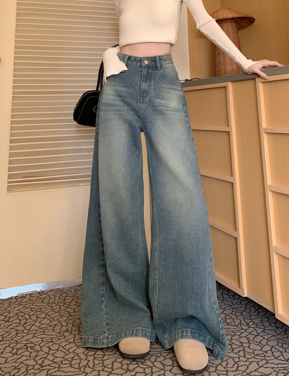 American style wide leg pants all-match jeans for women