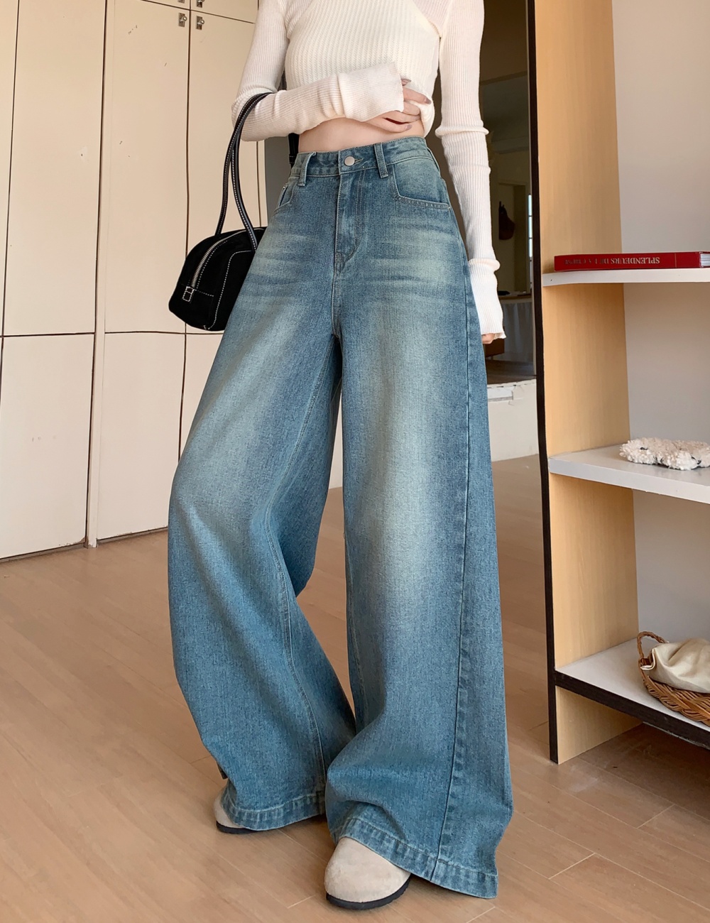 American style wide leg pants all-match jeans for women