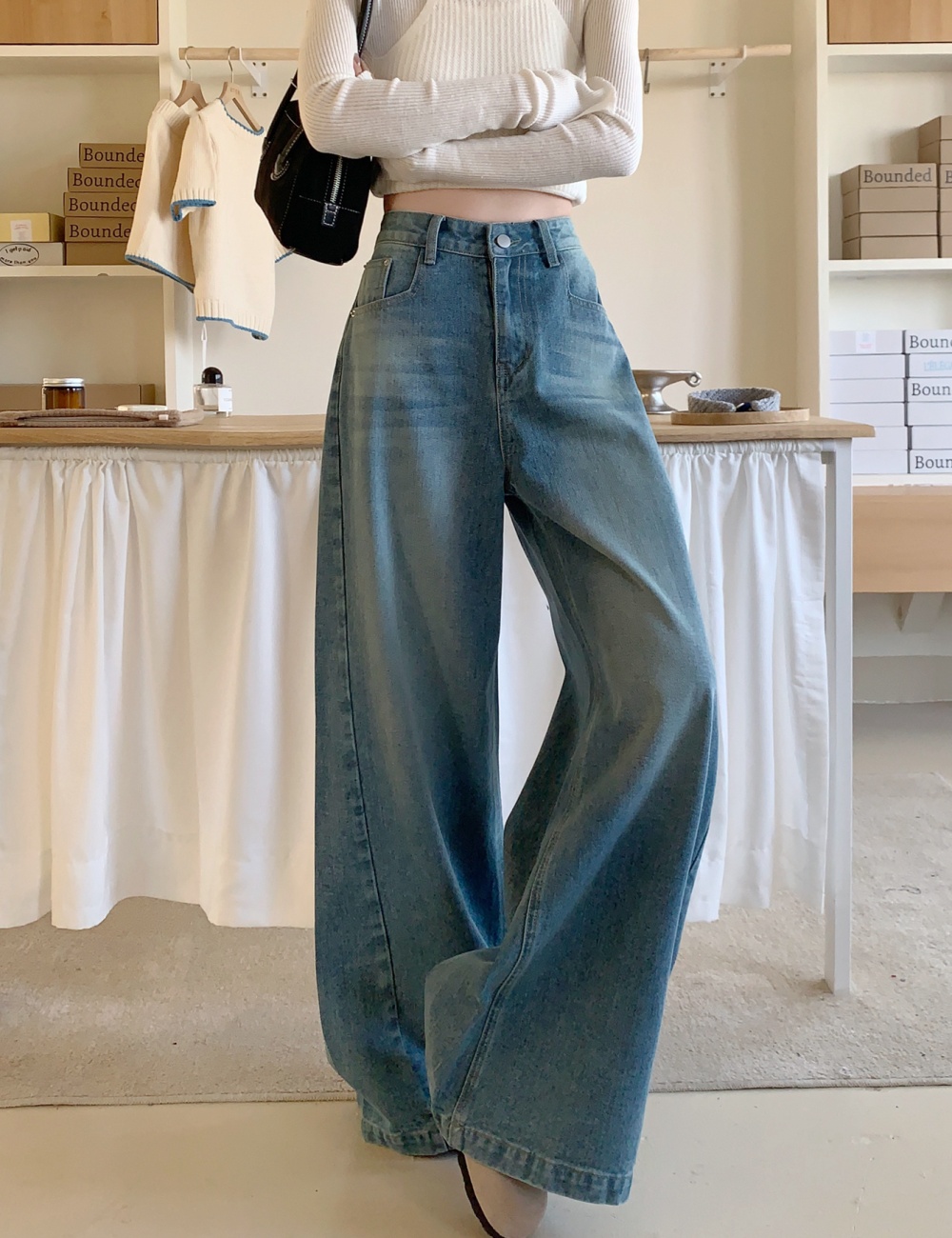 American style wide leg pants all-match jeans for women