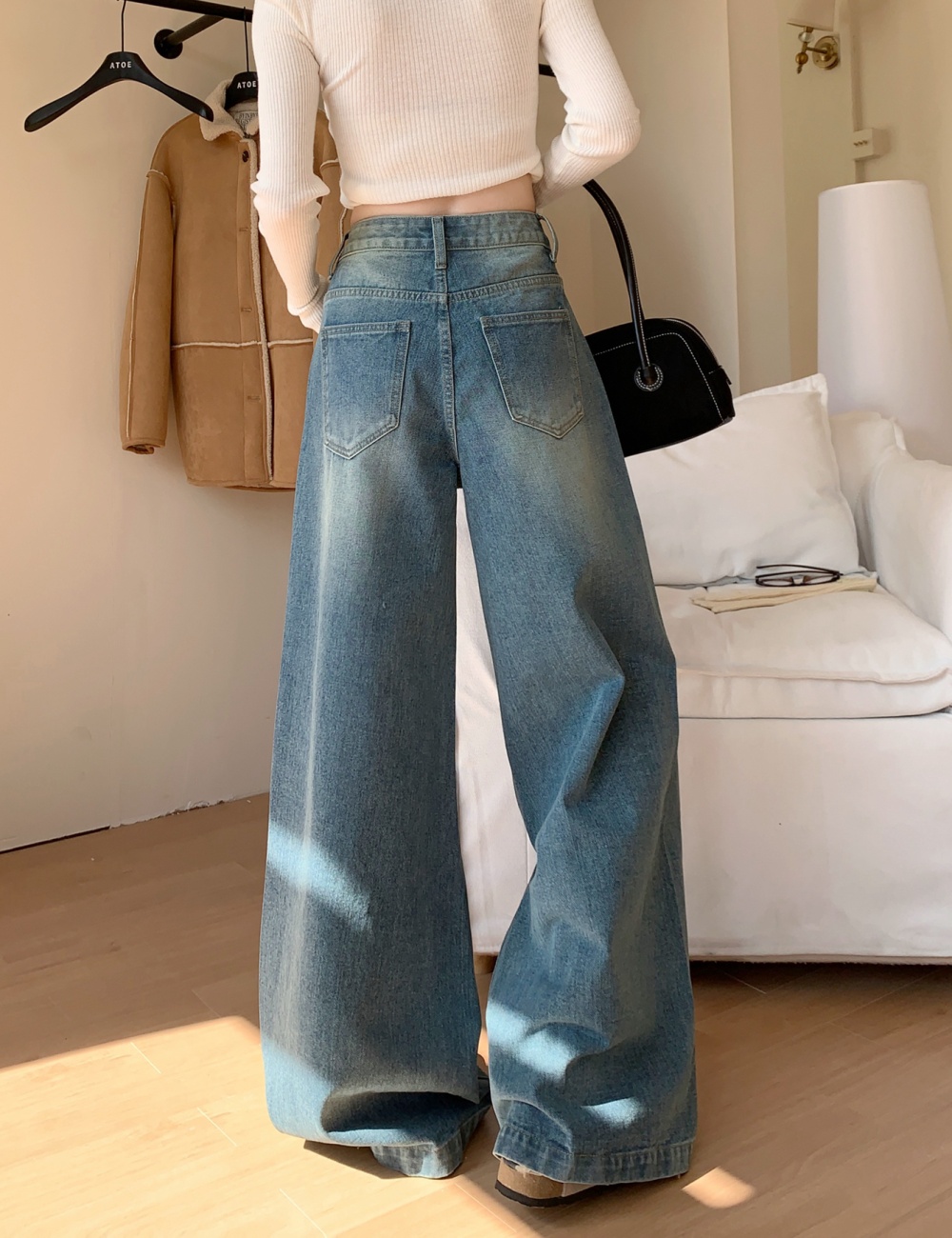 American style wide leg pants all-match jeans for women