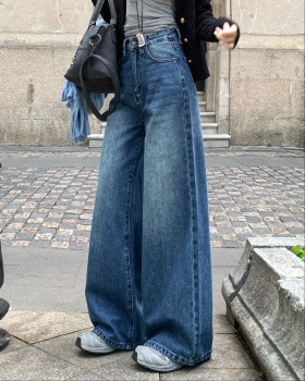 High waist retro jeans lazy wide leg long pants